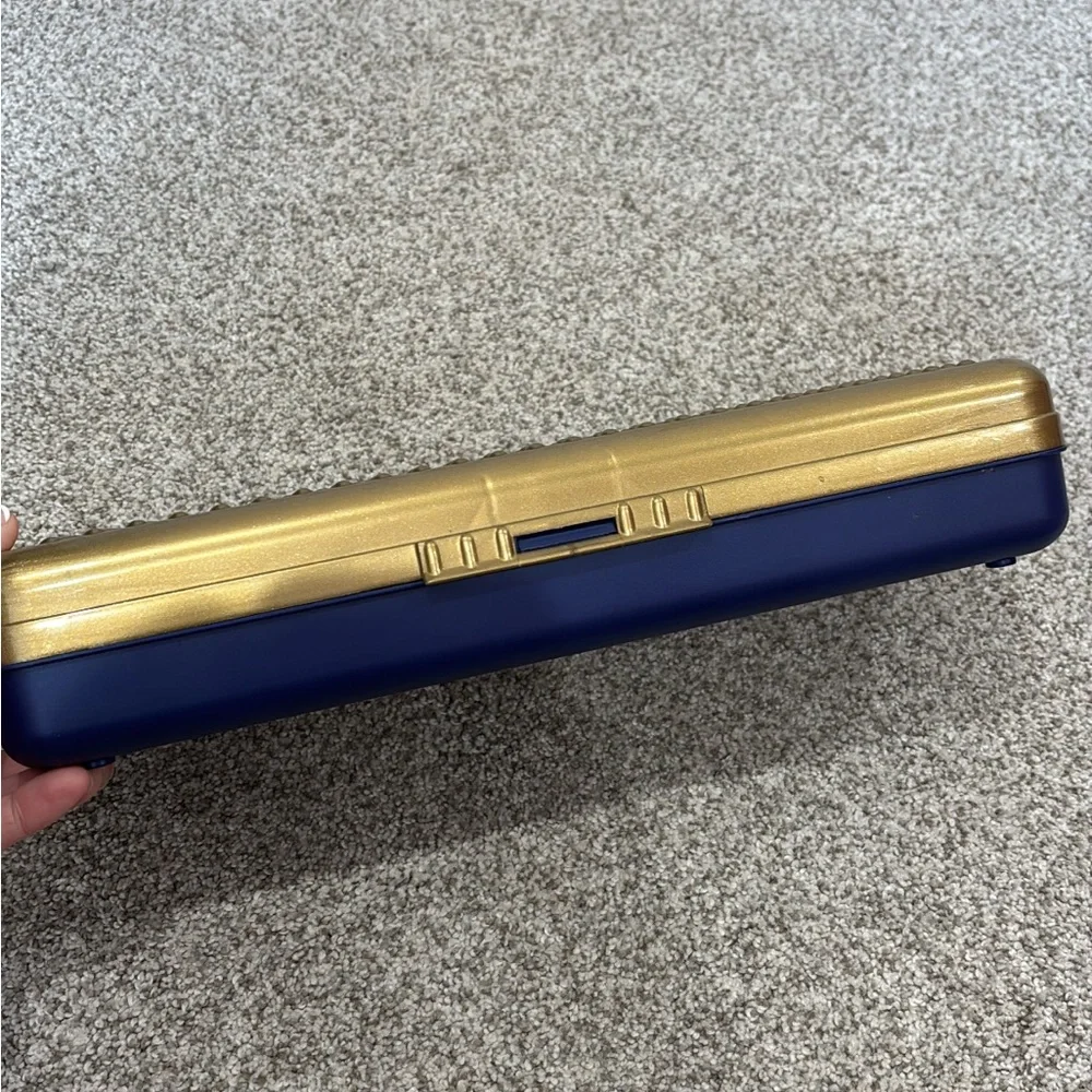 Vintage 90’s Spacemaker 13” Pencil Box In Gold & Blue, Great Condition! Rare